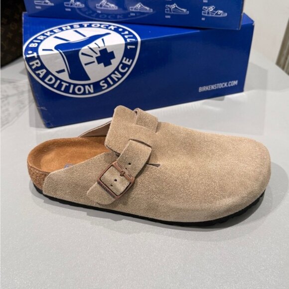 Birkenstock Light Brown Suede Clogs - Picture 4 of 9